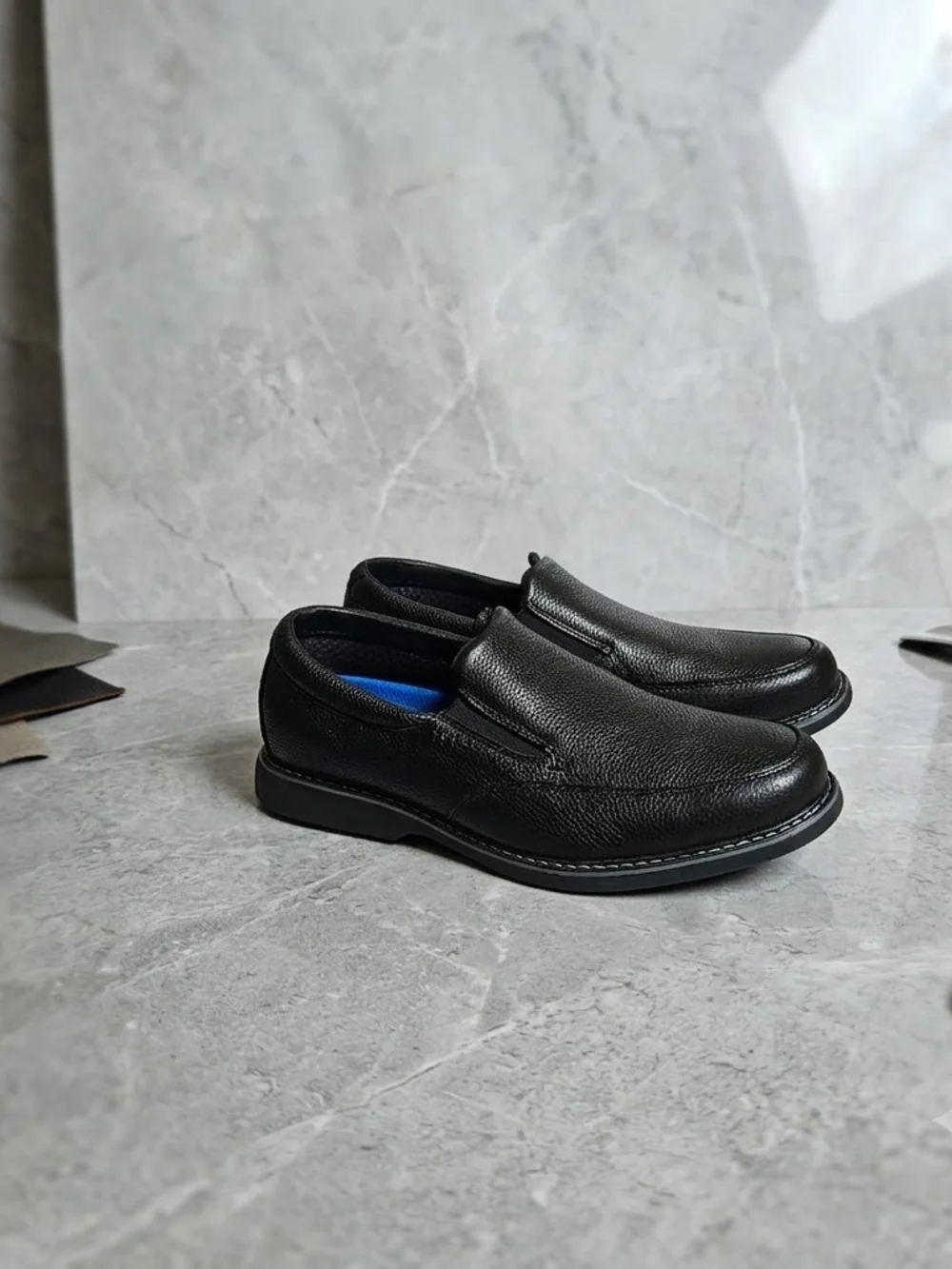 Nunn Bush Men's Memory Foam Slip-On Loafers Black Leather Shoes Size 10W NWOB